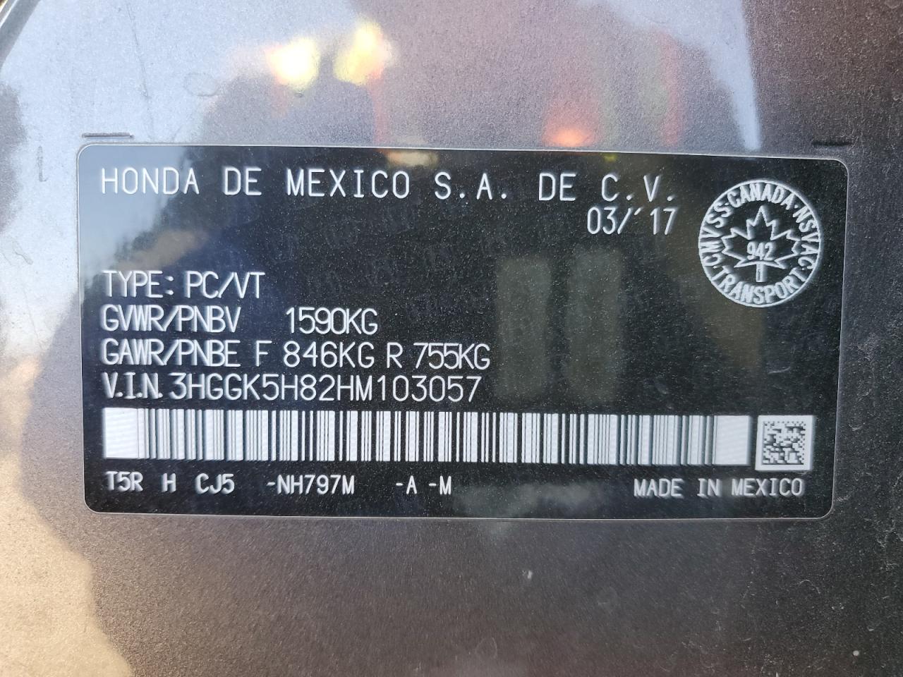 2017 Honda Fit Ex VIN: 3HGGK5H82HM103057 Lot: 86509645