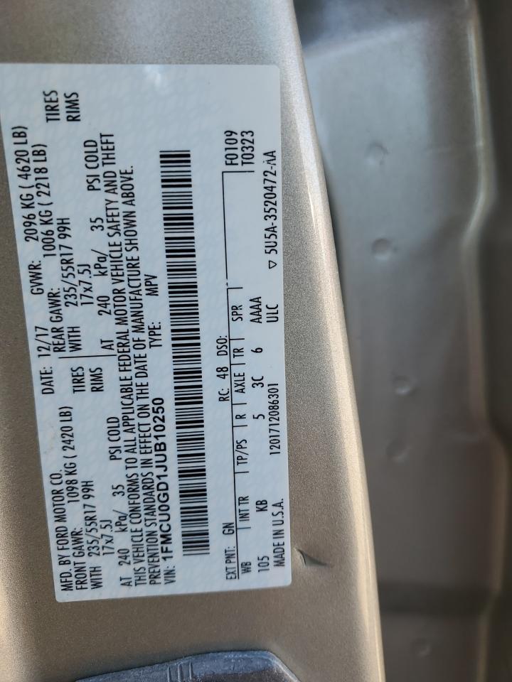 2018 Ford Escape Se VIN: 1FMCU0GD1JUB10250 Lot: 82477605