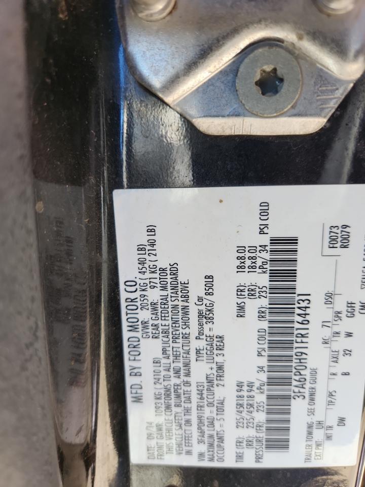 2015 Ford Fusion Se VIN: 3FA6P0H91FR164431 Lot: 81864355