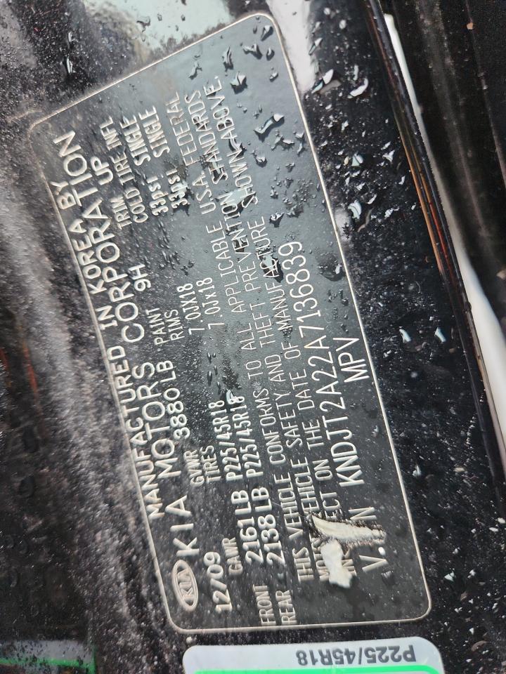 2010 Kia Soul + VIN: KNDJT2A22A7136839 Lot: 86473555