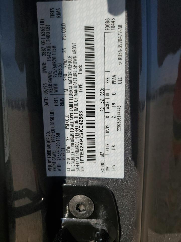 2025 Ford F150 Stx VIN: 1FTEX2KP7SKE42563 Lot: 82612535