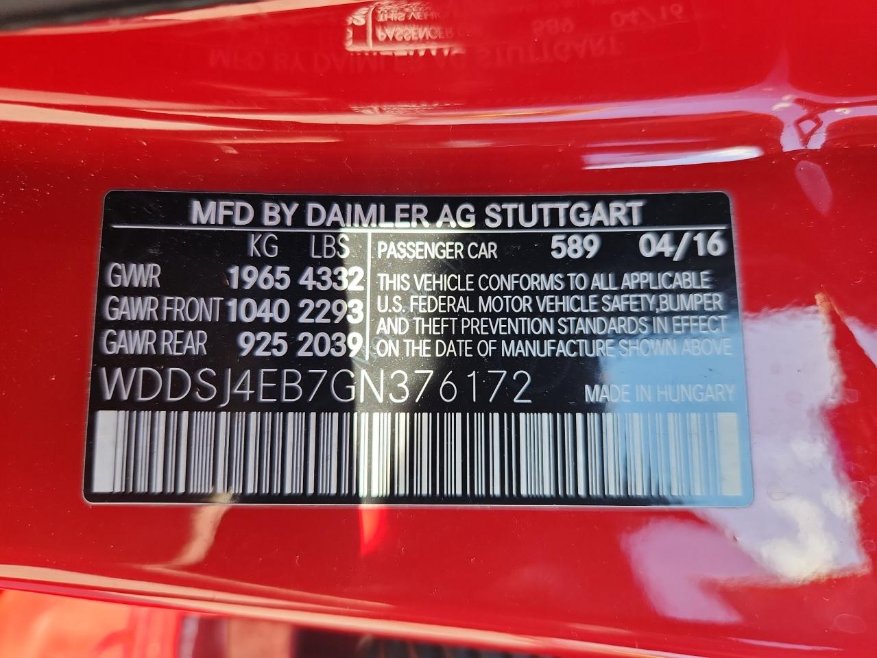 2016 Mercedes-Benz Cla 250 VIN: WDDSJ4EB7GN376172 Lot: 86166275