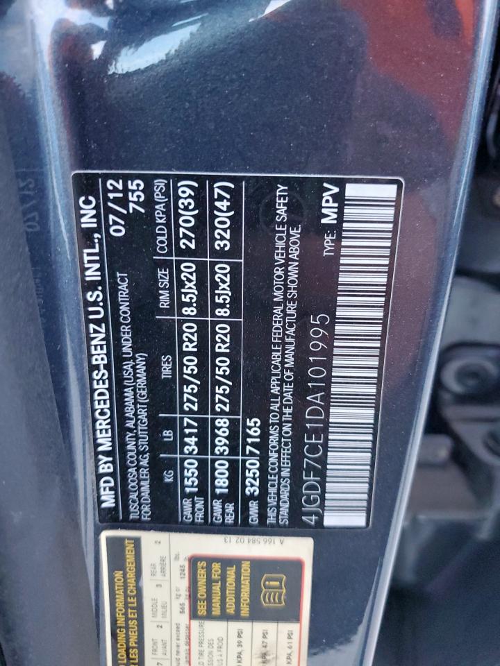 2013 Mercedes-Benz Gl 450 4Matic VIN: 4JGDF7CE1DA101995 Lot: 84998715