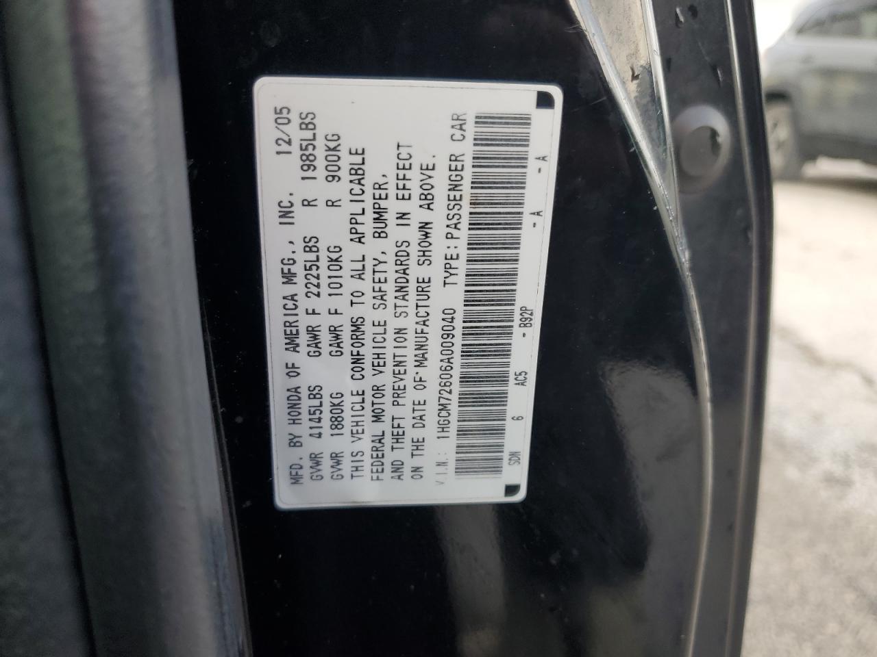 2006 Honda Accord Ex VIN: 1HGCM72606A009040 Lot: 84653895