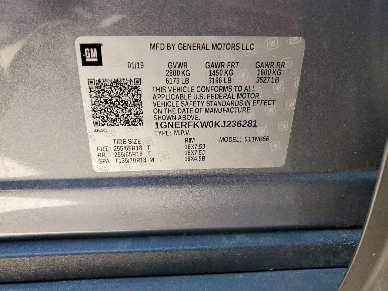 2019 Chevrolet Traverse Ls VIN: 1GNERFKW0KJ236281 Lot: 89458455