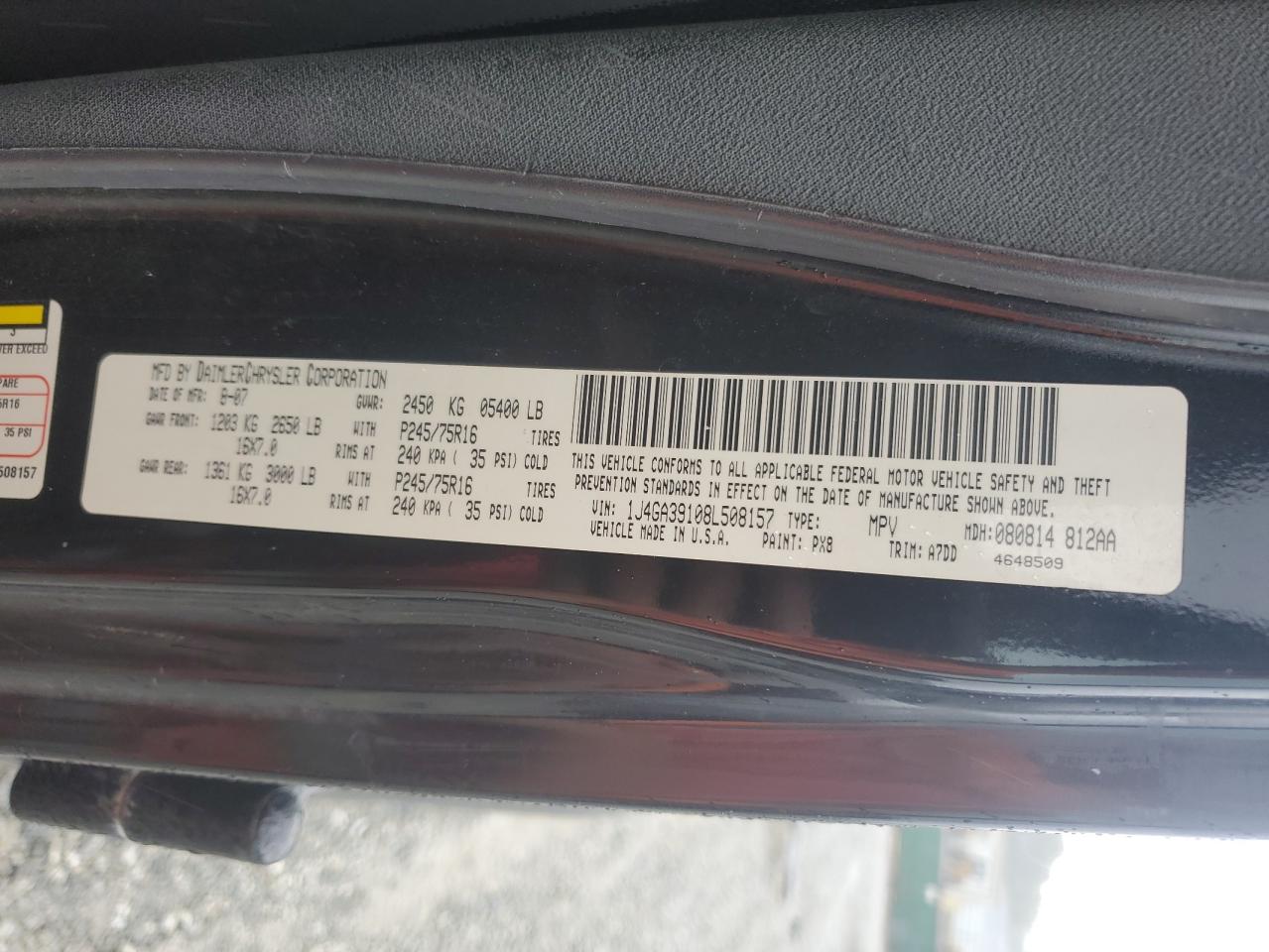 2008 Jeep Wrangler Unlimited X VIN: 1J4GA39108L508157 Lot: 82234055