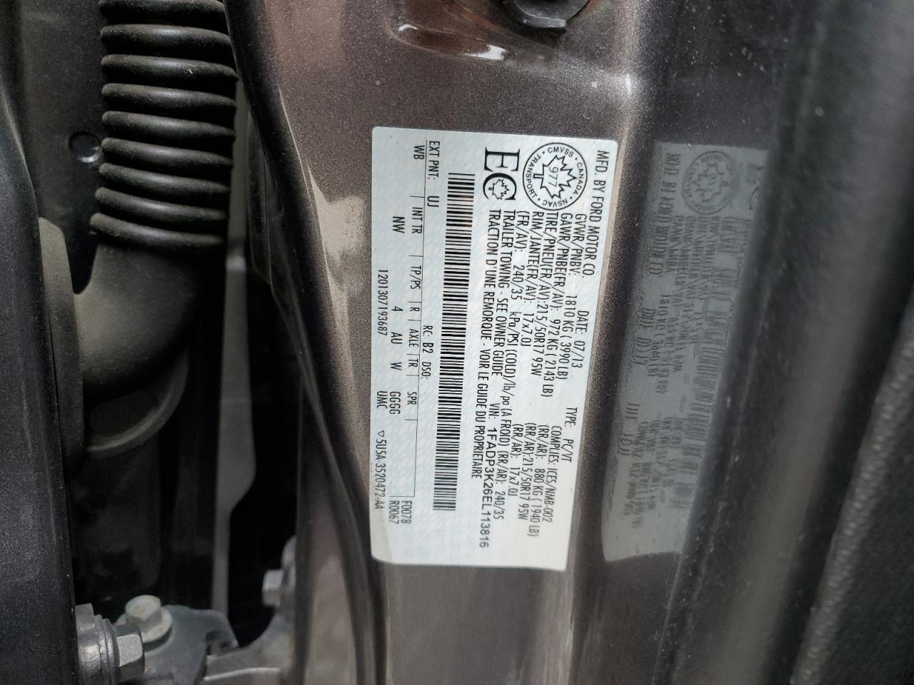 2014 Ford Focus Se VIN: 1FADP3K26EL113816 Lot: 84618985