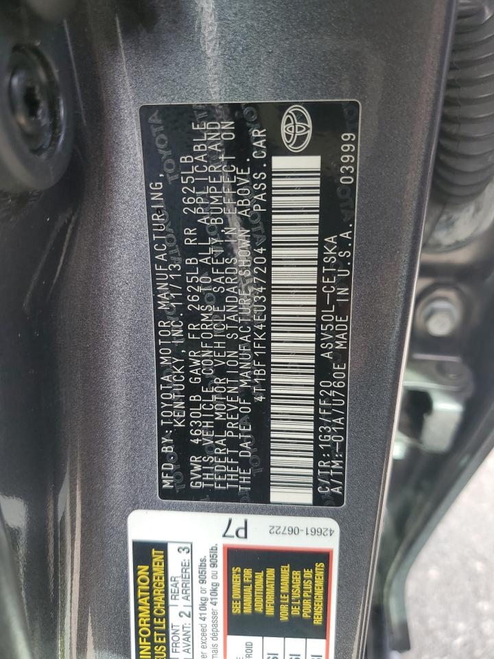 2014 Toyota Camry L VIN: 4T1BF1FK4EU347204 Lot: 85643575