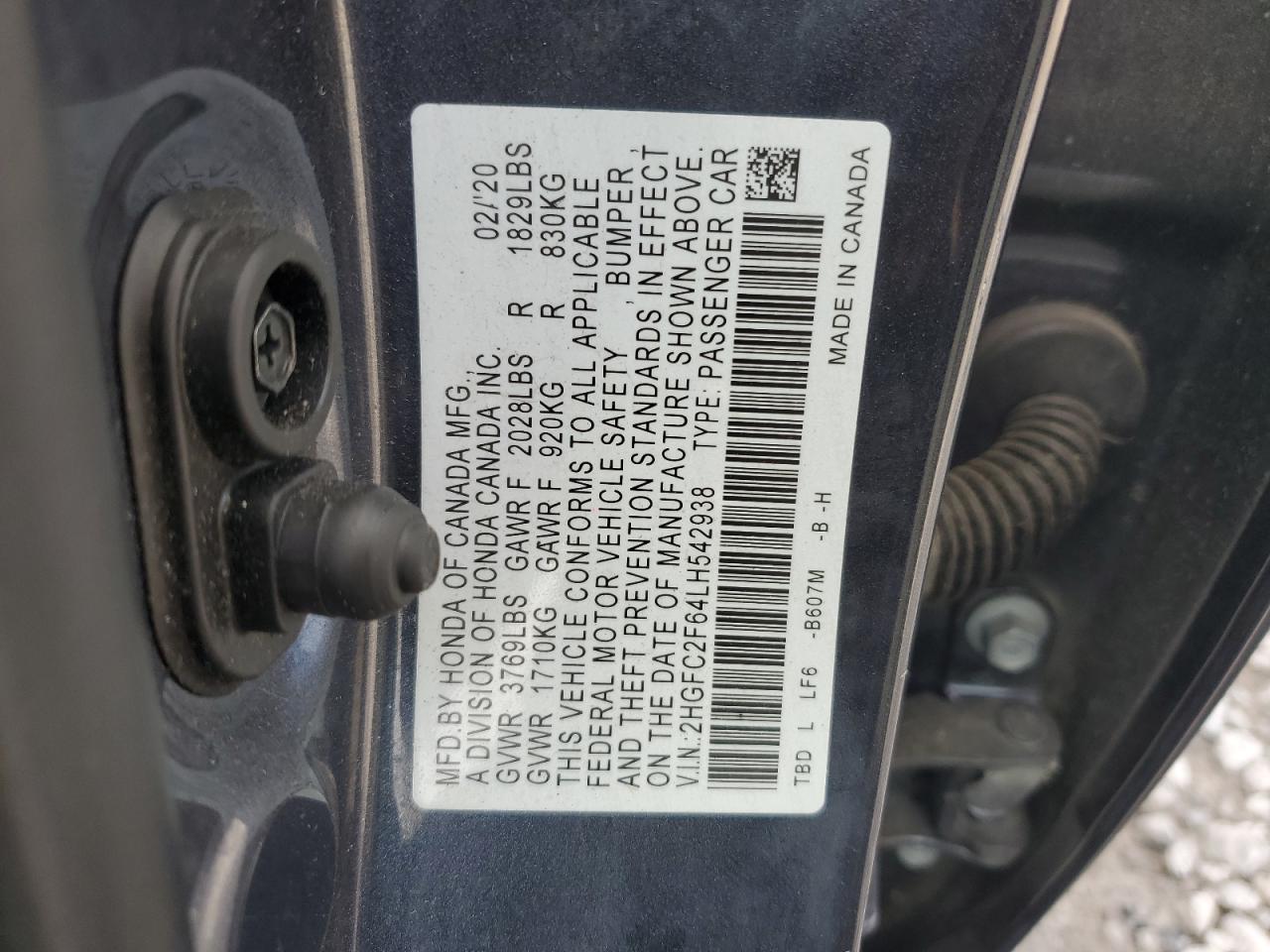 2020 Honda Civic Lx VIN: 2HGFC2F64LH542938 Lot: 82274645