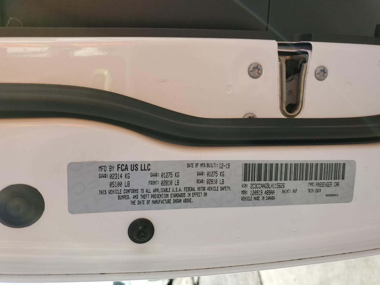 2020 Chrysler 300 Touring VIN: 2C3CCAAG9LH115626 Lot: 82455815