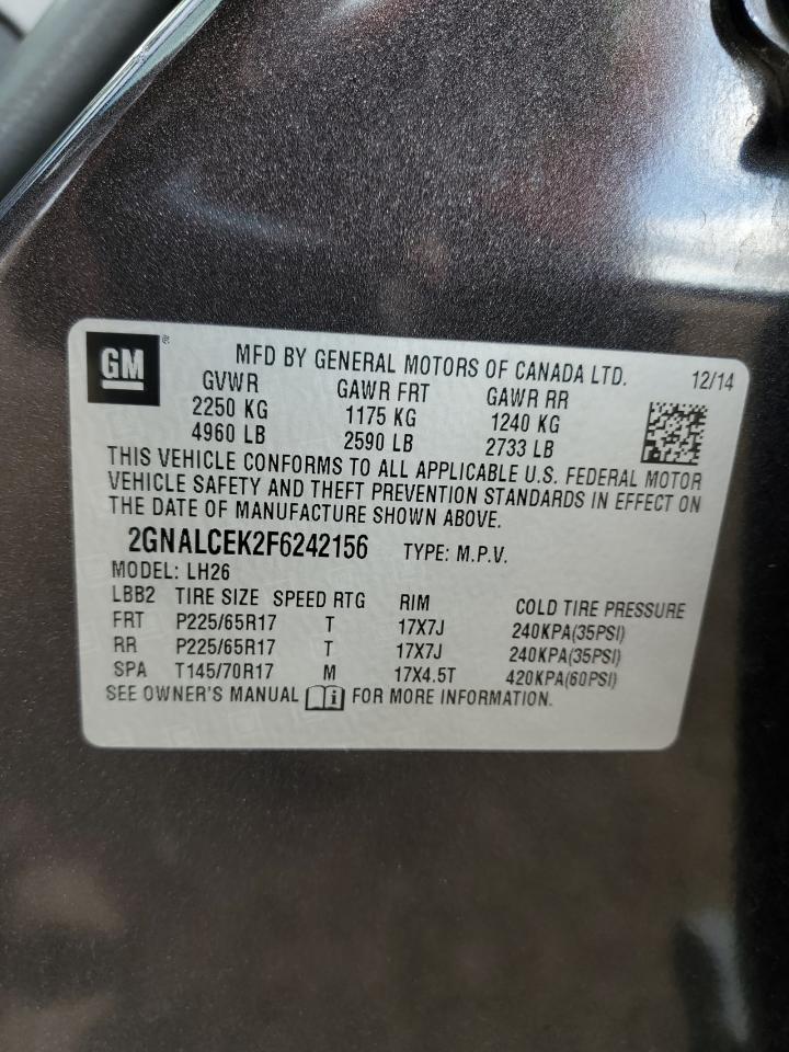 2015 Chevrolet Equinox Lt VIN: 2GNALCEK2F6242156 Lot: 82352055