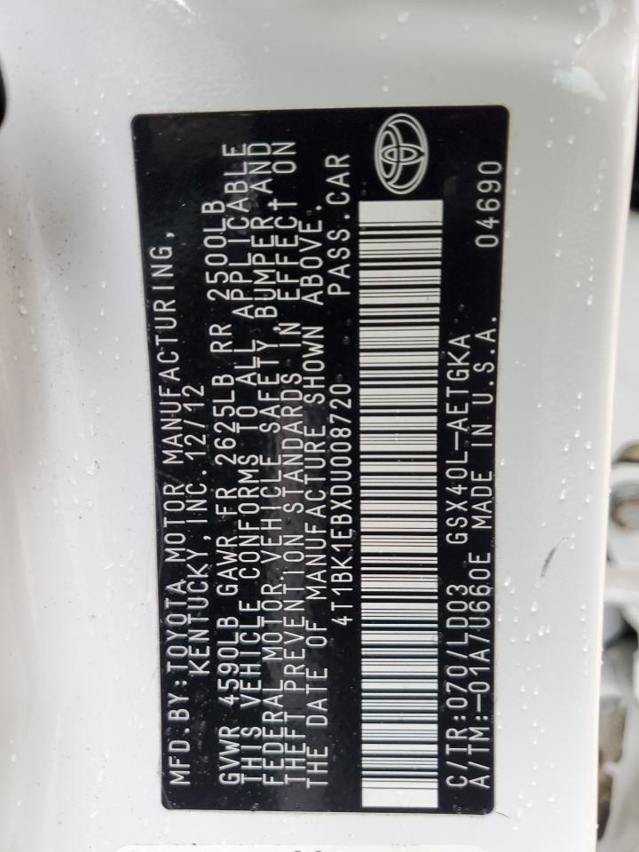 2013 Toyota Avalon Base VIN: 4T1BK1EBXDU008720 Lot: 84353745