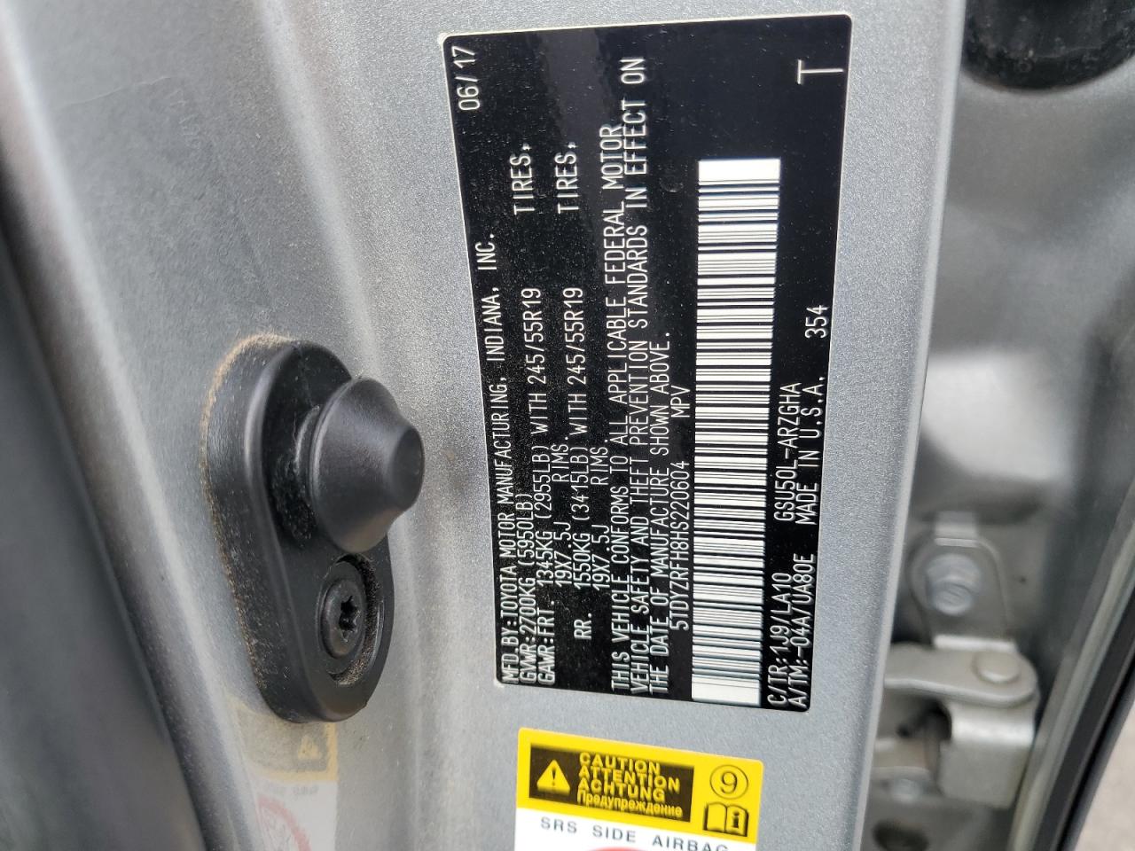 2017 Toyota Highlander Limited VIN: 5TDYZRFH8HS220604 Lot: 85538985