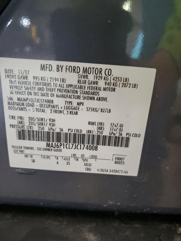 2018 Ford Ecosport Ses VIN: MAJ6P1CL7JC174008 Lot: 85481405