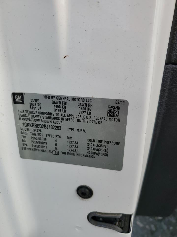 2011 GMC Acadia Slt-1 VIN: 1GKKRRED2BJ182252 Lot: 85327025