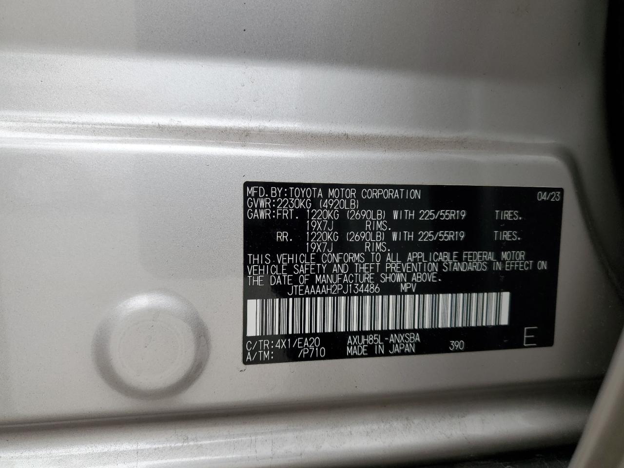 2023 Toyota Venza Le VIN: JTEAAAAH2PJ134486 Lot: 82232605