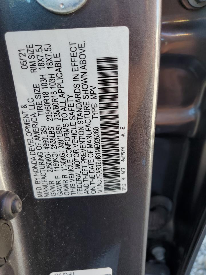 2021 Honda Cr-V Exl VIN: 7FART6H81ME026260 Lot: 85829735