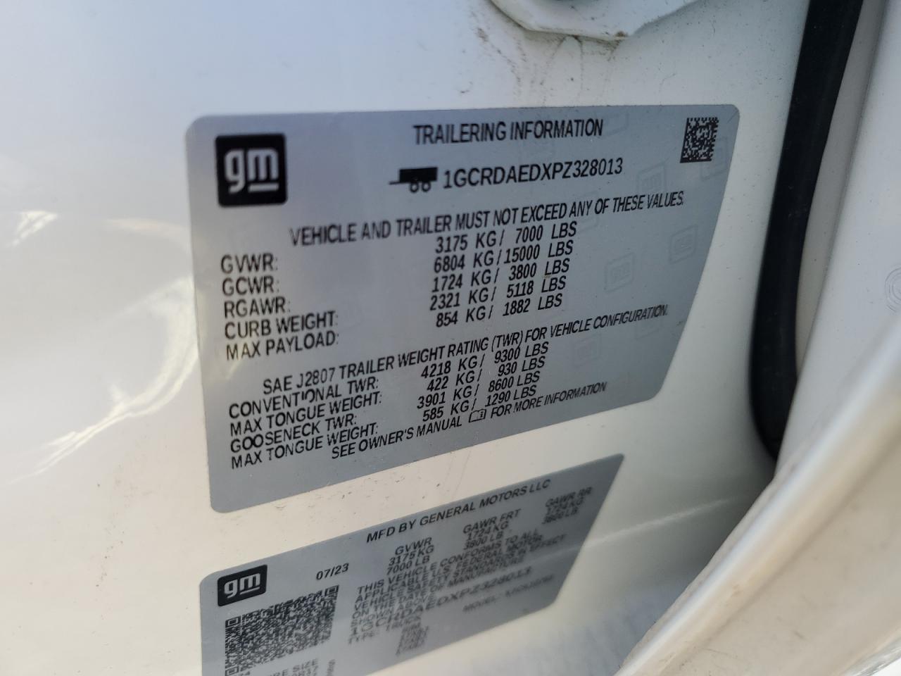 2023 Chevrolet Silverado K1500 VIN: 1GCRDAEDXPZ328013 Lot: 86219205