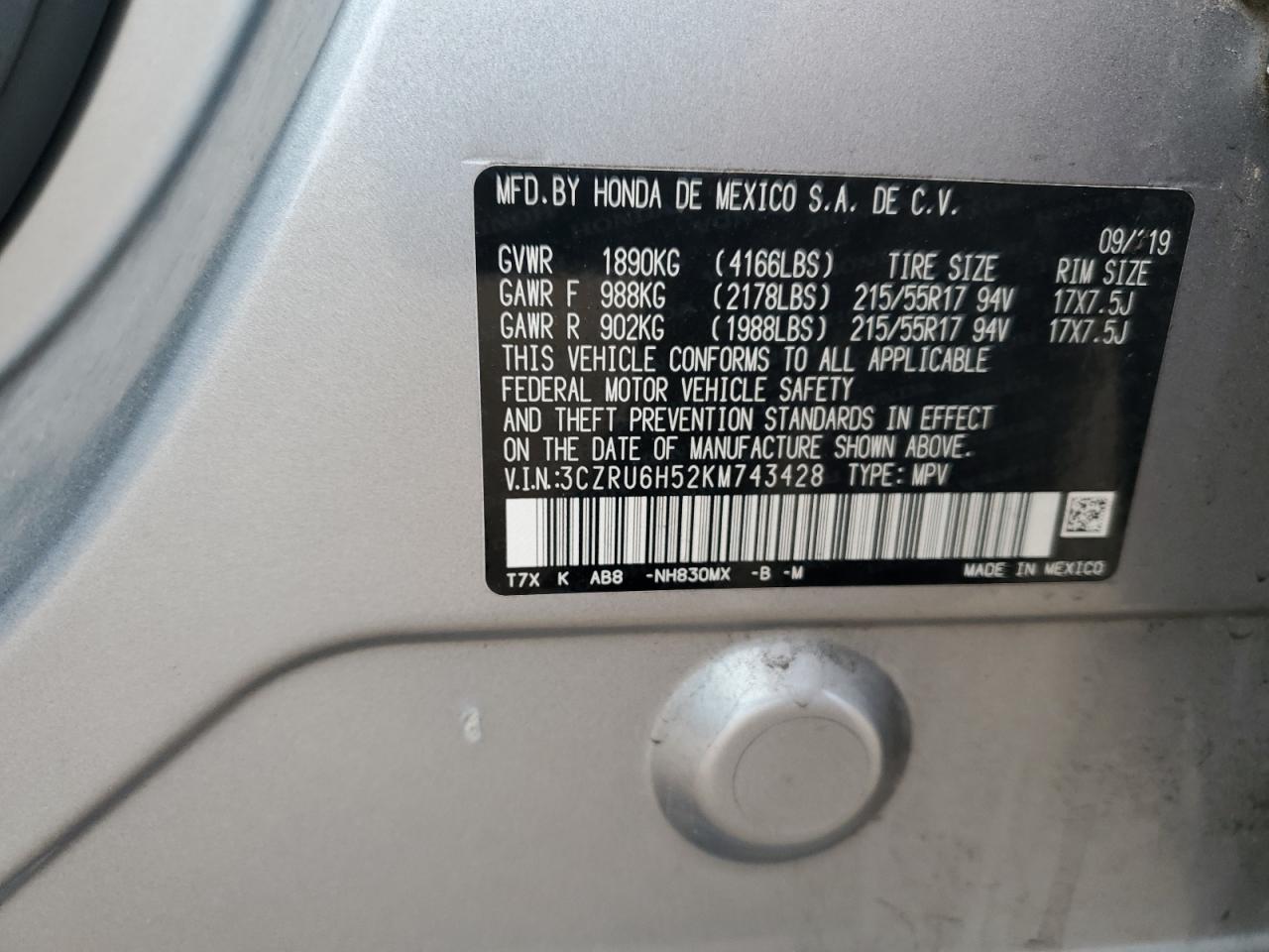 2019 Honda Hr-V Ex VIN: 3CZRU6H52KM743428 Lot: 86153245