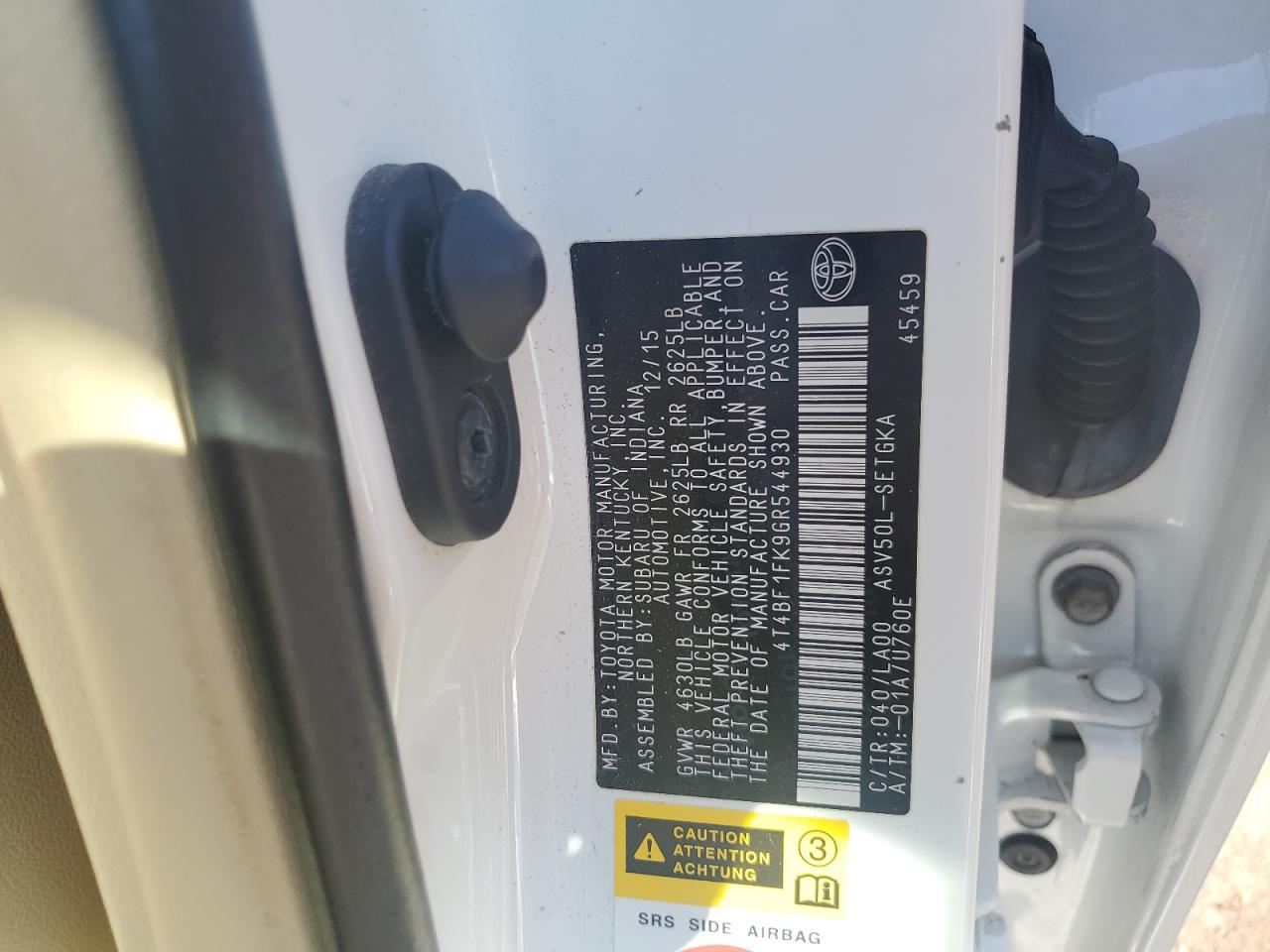 2016 Toyota Camry Le VIN: 4T4BF1FK9GR544930 Lot: 82295895