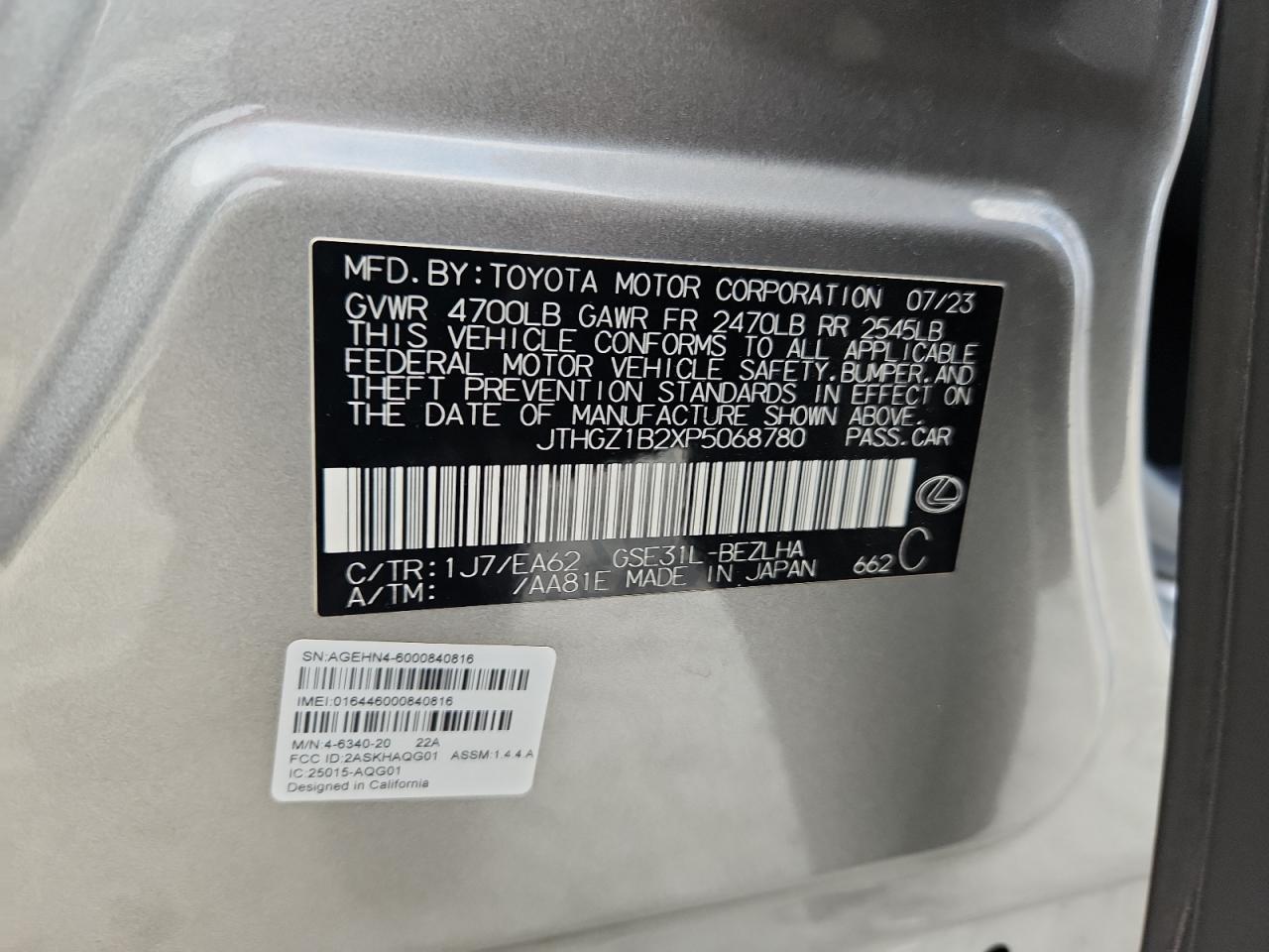 2023 Lexus Is 350 F Sport Design VIN: JTHGZ1B2XP5068780 Lot: 85320845