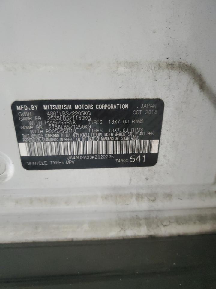 2019 Mitsubishi Outlander Es VIN: JA4AD2A33KZ022225 Lot: 85389425