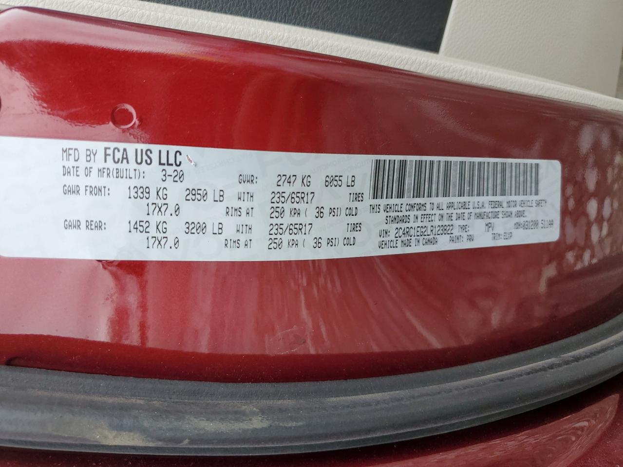 2020 Chrysler Pacifica Touring L Plus VIN: 2C4RC1EG2LR123822 Lot: 90518805