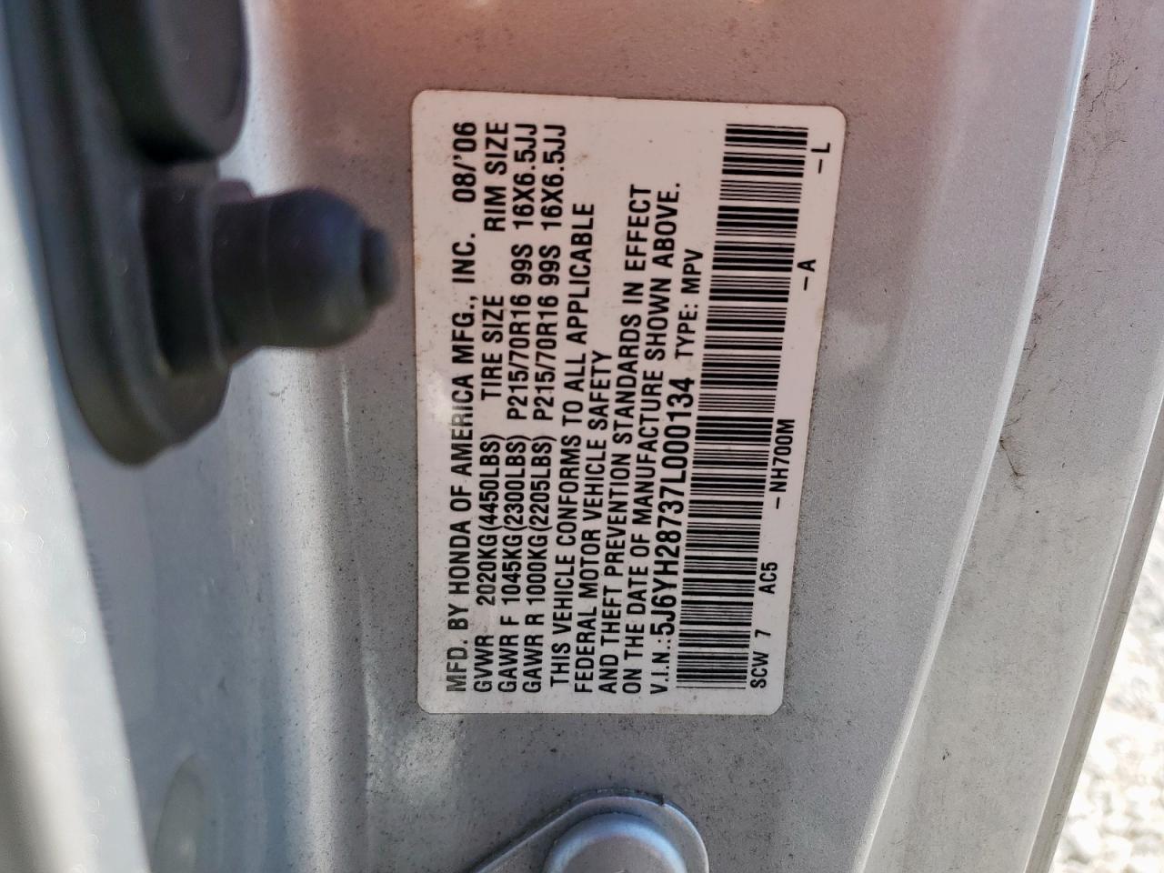 2007 Honda Element Ex VIN: 5J6YH28737L000134 Lot: 69423565