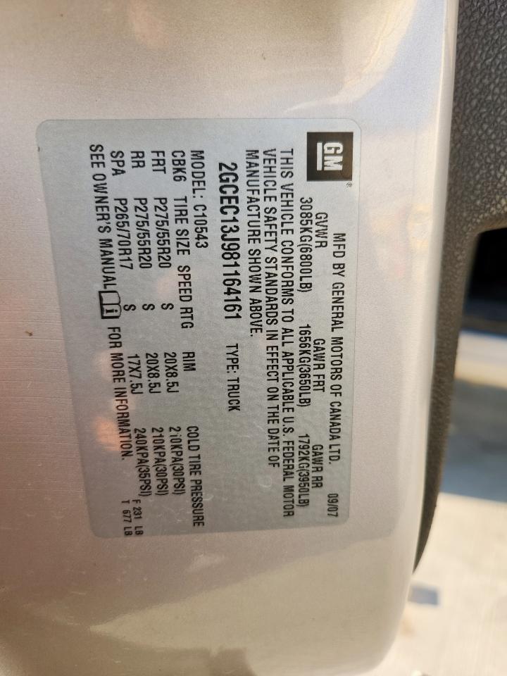 2008 Chevrolet Silv1500 2 VIN: 2GCEC13J981164161 Lot: 82435545