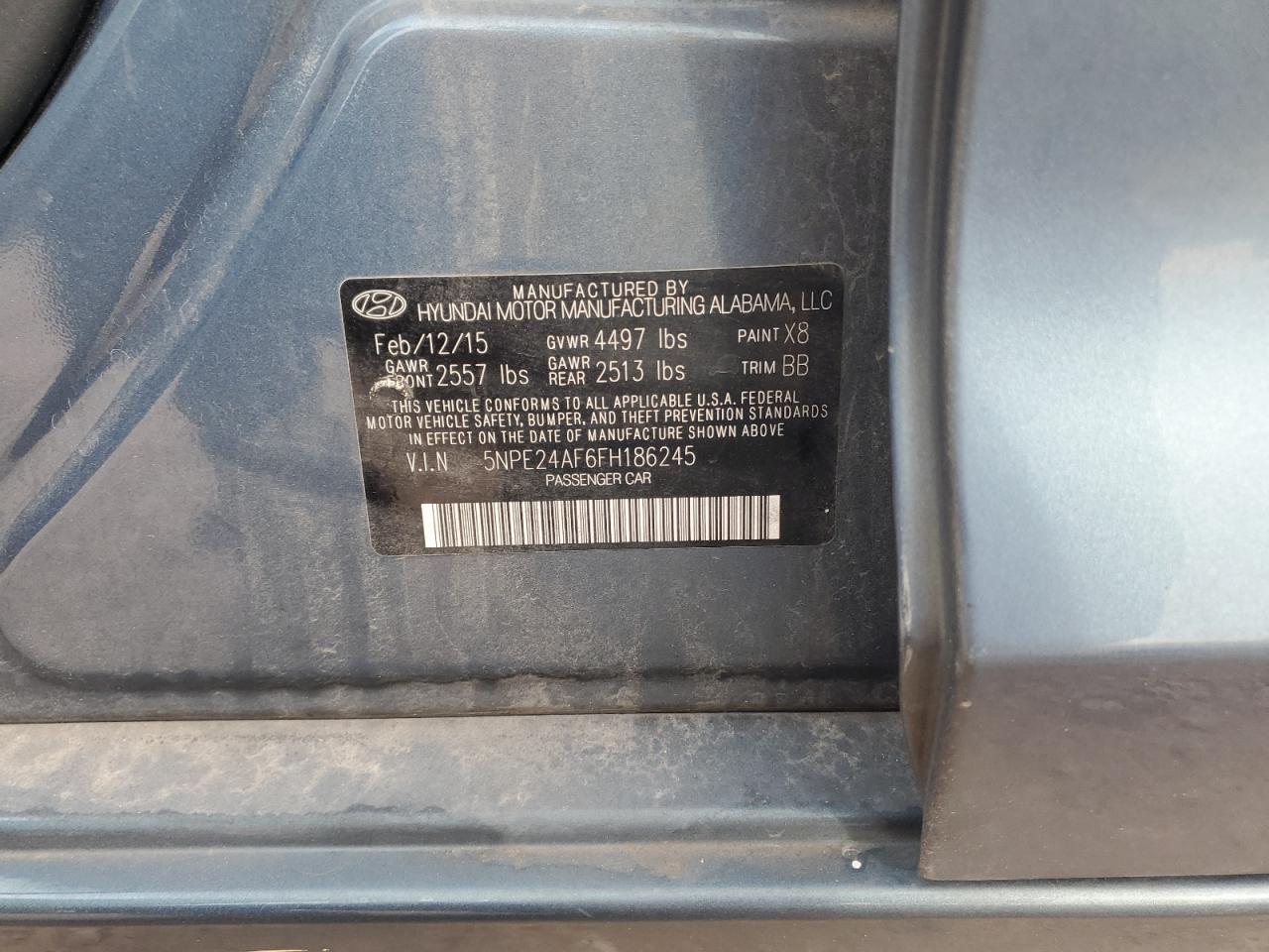 2015 Hyundai Sonata Se VIN: 5NPE24AF6FH186245 Lot: 82345155