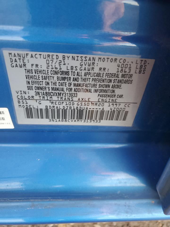 2021 Nissan Sentra Sv VIN: 3N1AB8CVXMY313933 Lot: 85102175