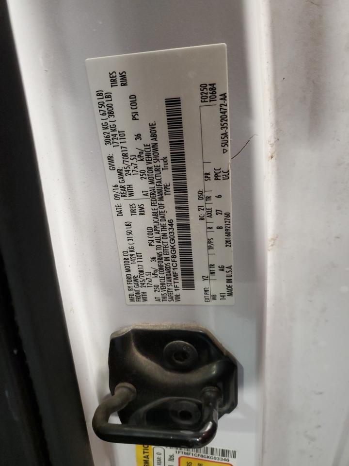 2016 Ford F150 VIN: 1FTMF1CF8GKG03346 Lot: 84981895