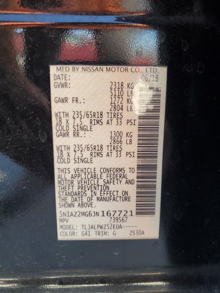 2018 Nissan Murano S VIN: 5N1AZ2MG6JN167721 Lot: 85541705