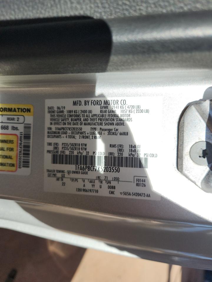 2019 Ford Mustang Gt VIN: 1FA6P8CF7K5203550 Lot: 86874805