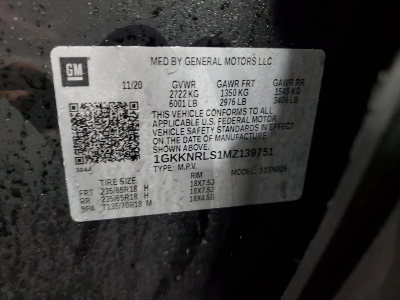 2021 GMC Acadia Sle VIN: 1GKKNRLS1MZ139751 Lot: 85207385