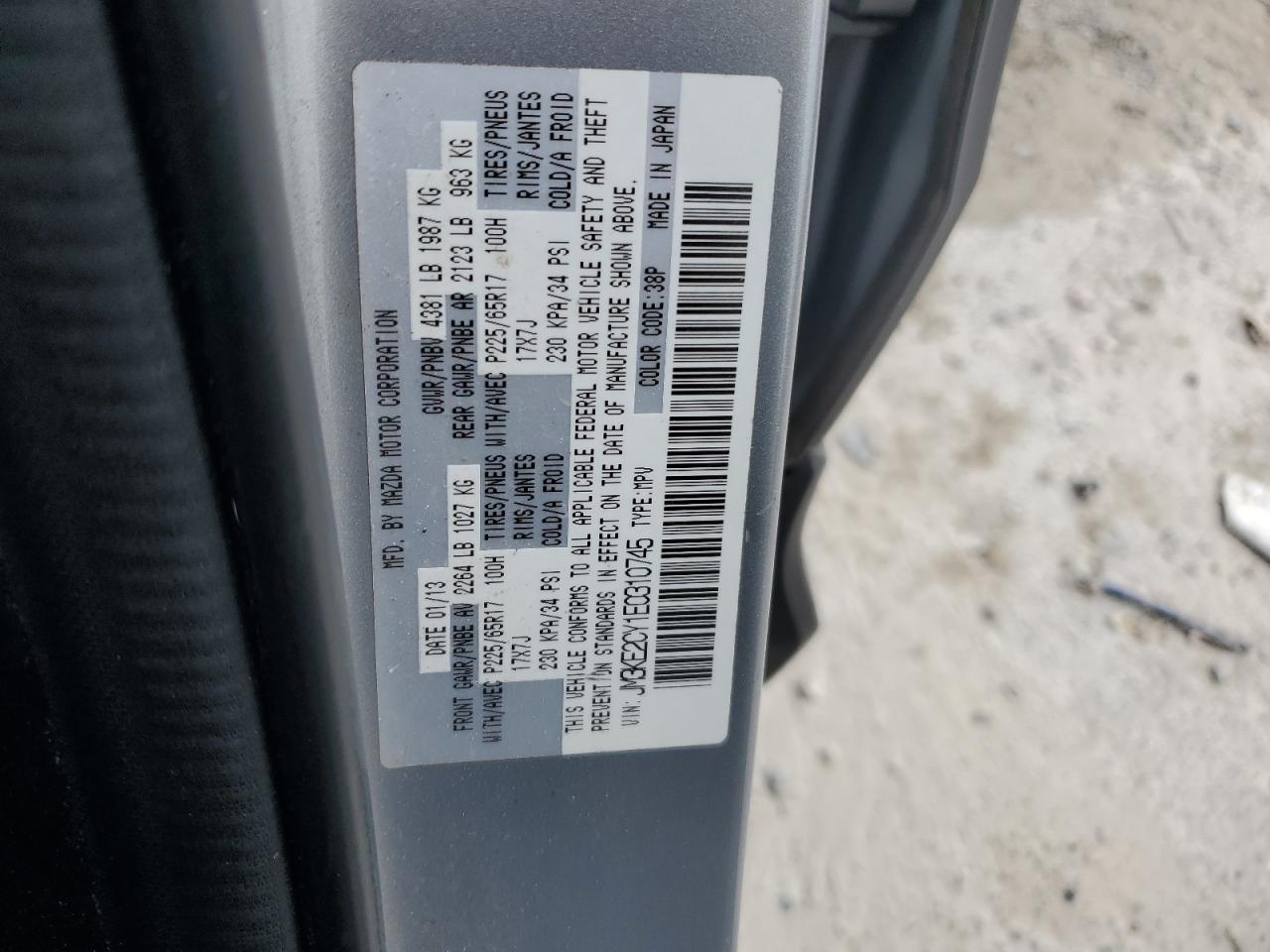 2014 Mazda Cx-5 Touring VIN: JM3KE2CY1E0310745 Lot: 85467075