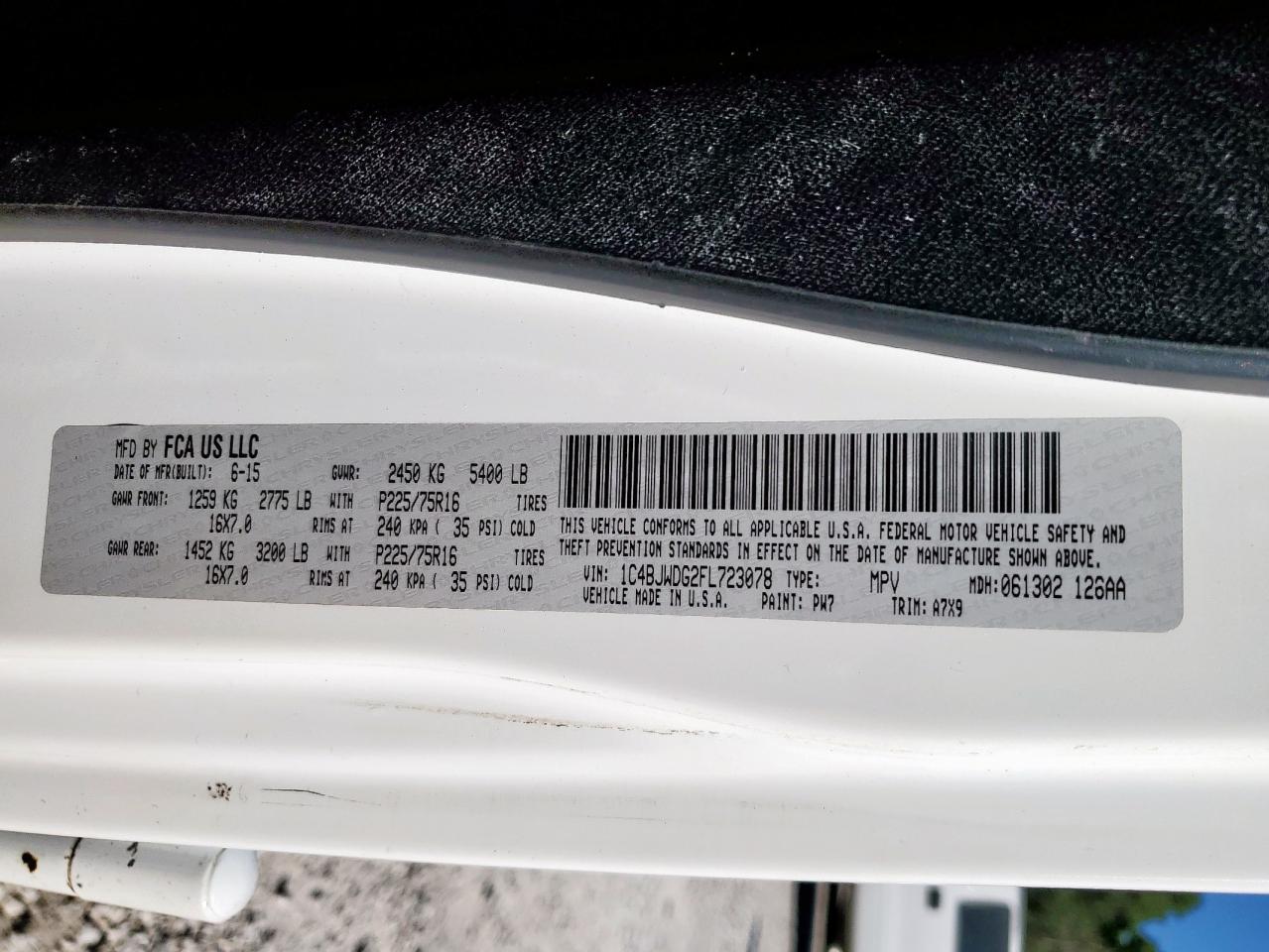 2015 Jeep Wrangler Unlimited Sport VIN: 1C4BJWDG2FL723078 Lot: 85328075