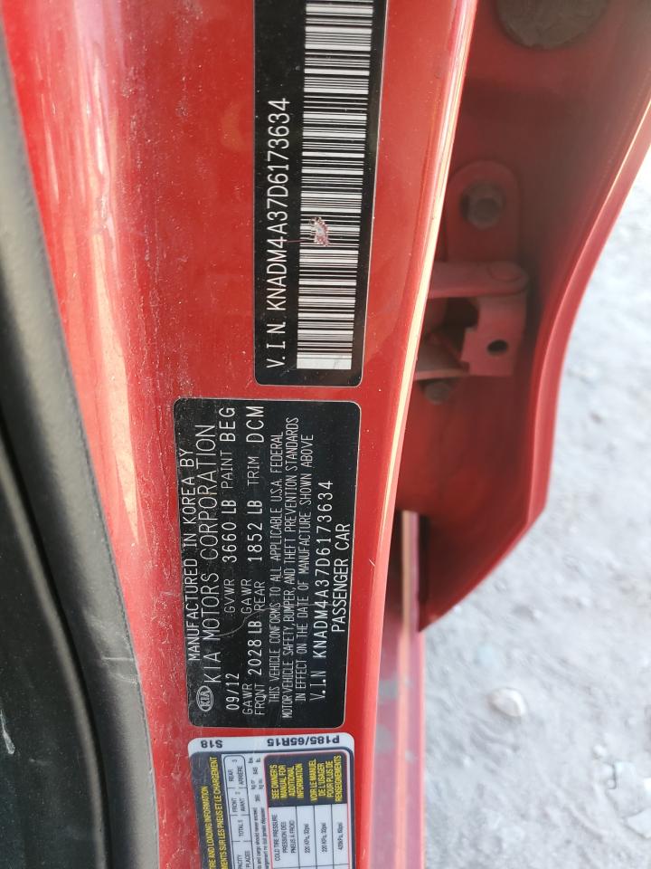 2013 Kia Rio Lx VIN: KNADM4A37D6173634 Lot: 85882745