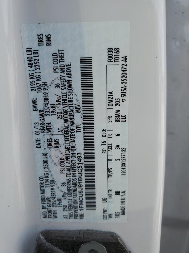 2013 Ford Escape Titanium VIN: 1FMCU9J91DUC51493 Lot: 82207815