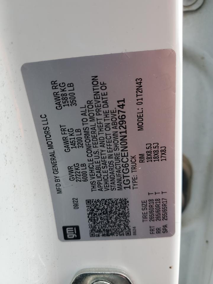 2022 GMC Canyon Elevation VIN: 1GTG6CEN0N1296741 Lot: 86055245