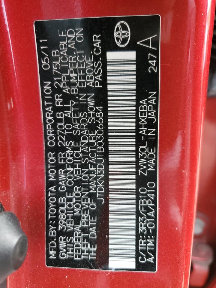 2011 Toyota Prius VIN: JTDKN3DU1B0306684 Lot: 82287185