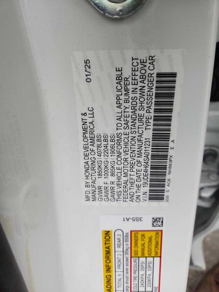 2025 Acura Integra A-Spec Tech VIN: 19UDE4H64SA011231 Lot: 85948415