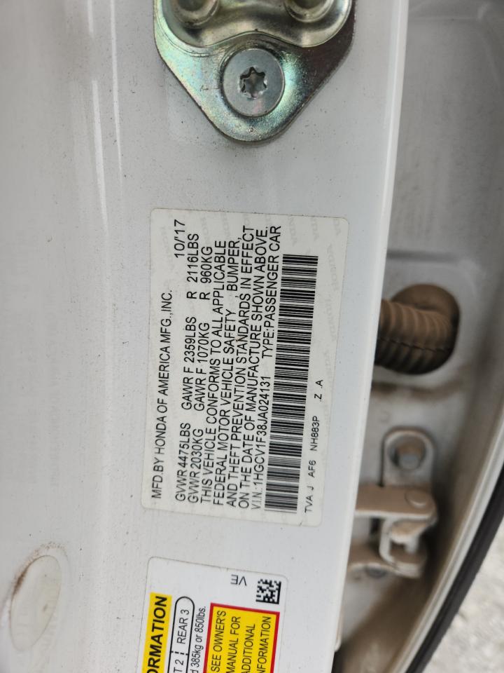 2018 Honda Accord Sport VIN: 1HGCV1F38JA024131 Lot: 85490725