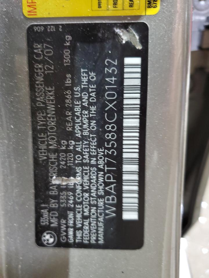 2008 BMW 535 Xi VIN: WBAPT73588CX01432 Lot: 86510175