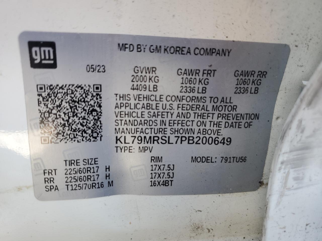 2023 Chevrolet Trailblazer Lt VIN: KL79MRSL7PB200649 Lot: 84634705