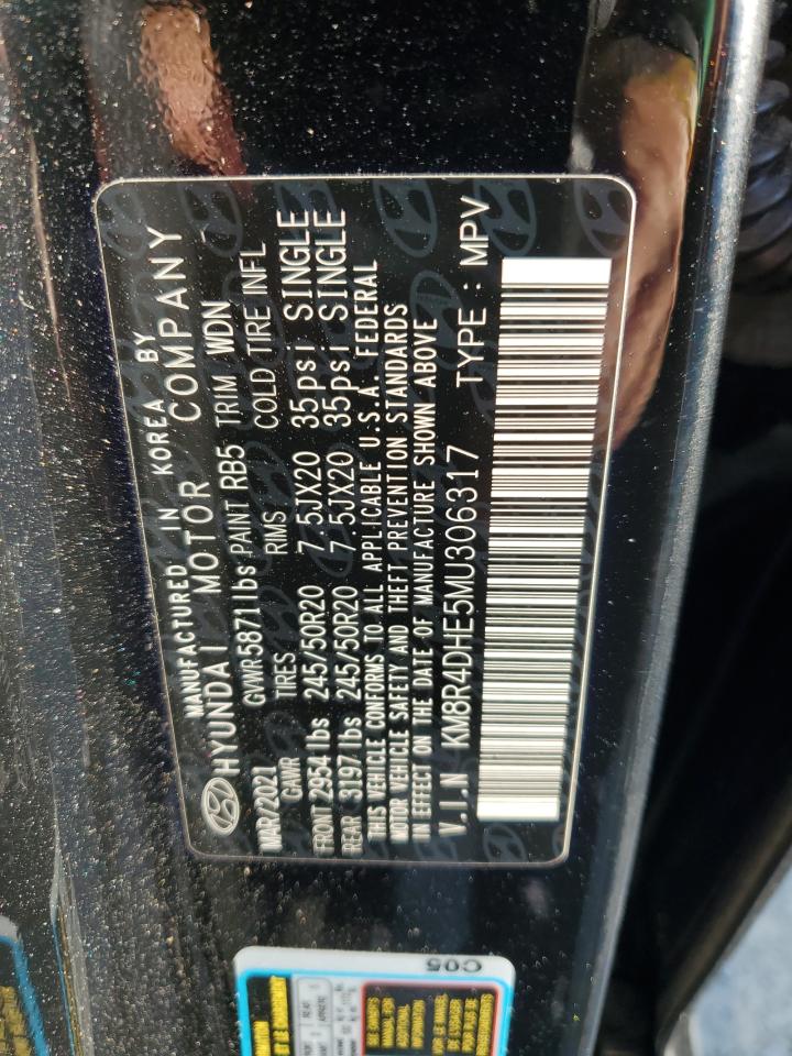 2021 Hyundai Palisade Sel VIN: KM8R4DHE5MU306317 Lot: 85146325