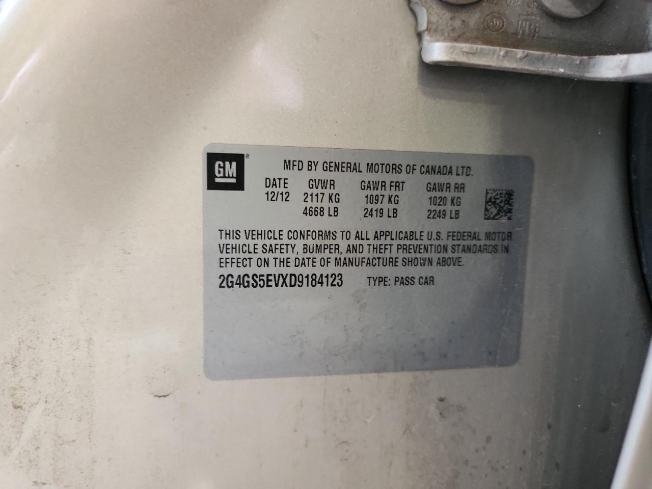 2013 Buick Regal Premium VIN: 2G4GS5EVXD9184123 Lot: 87445785