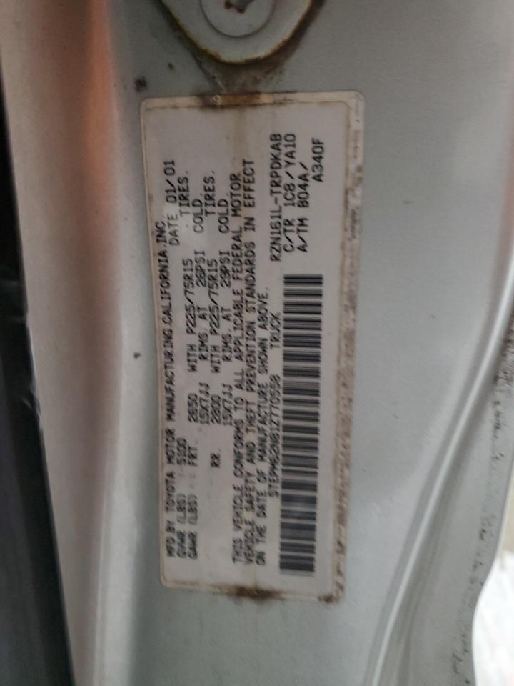 2001 Toyota Tacoma VIN: 5TEPM62N81Z770558 Lot: 82419235