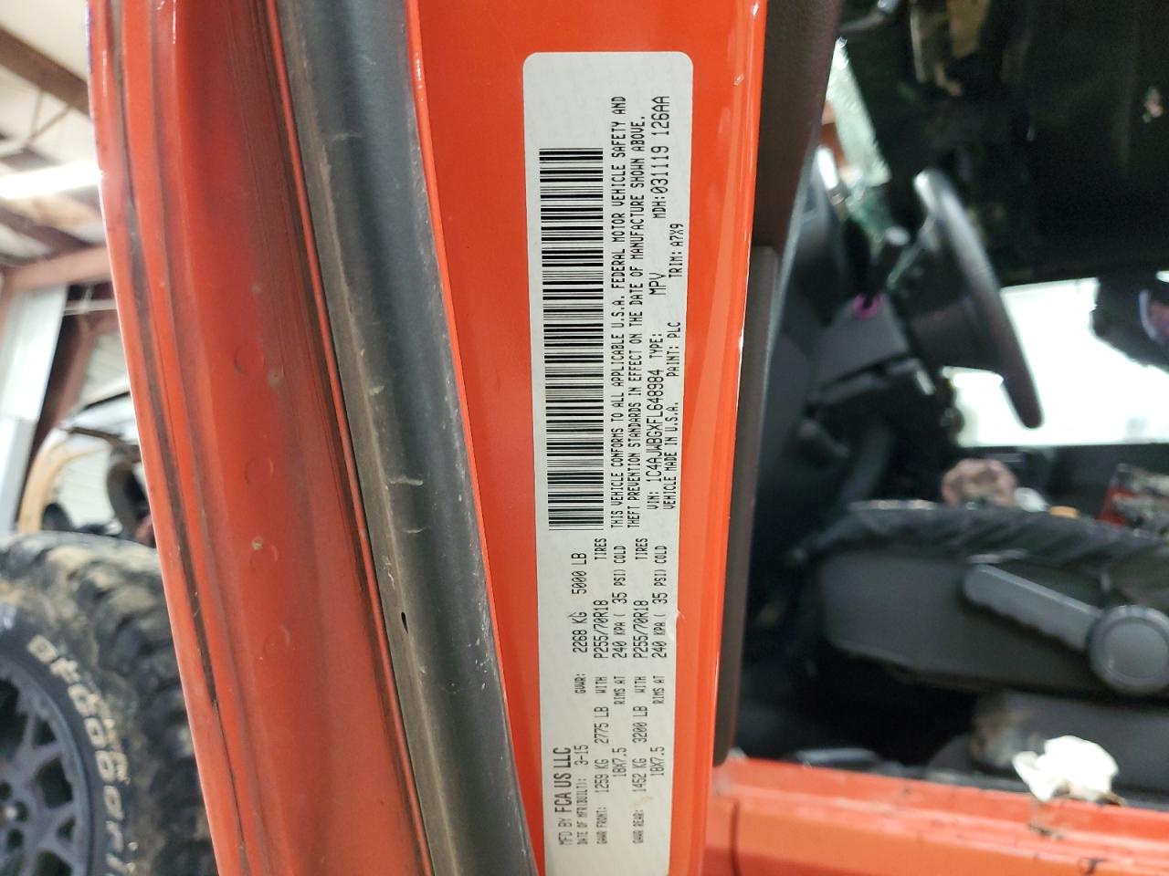 2015 Jeep Wrangler Sahara VIN: 1C4AJWBGXFL648984 Lot: 82290015