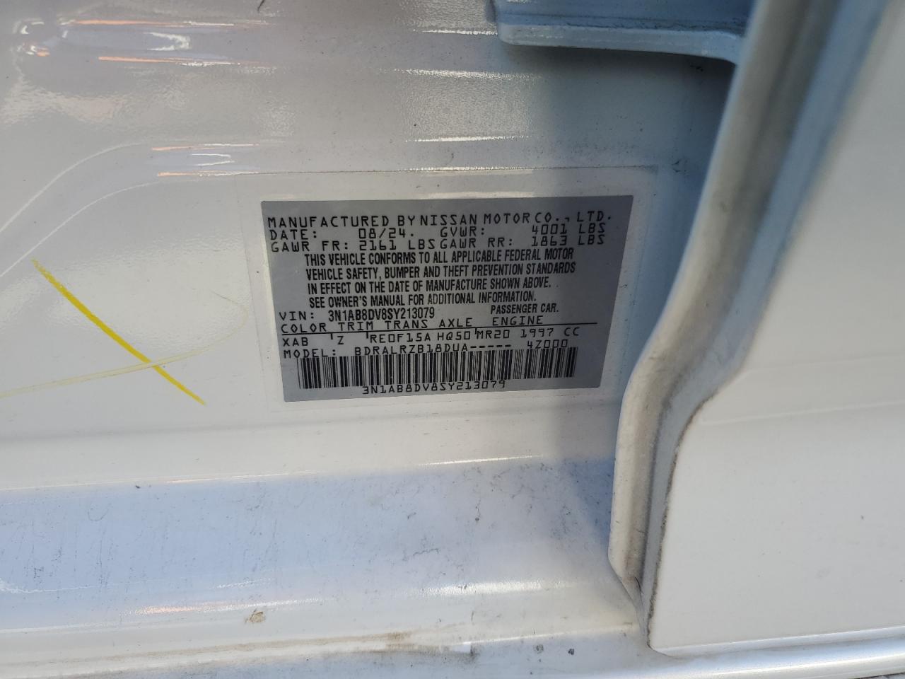 2025 Nissan Sentra Sr VIN: 3N1AB8DV8SY213079 Lot: 80345435